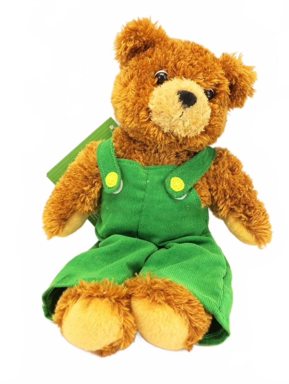 Viacom 2005 Corduroy Plush Bear Stuffed Animal 9.5" In Green Overalls